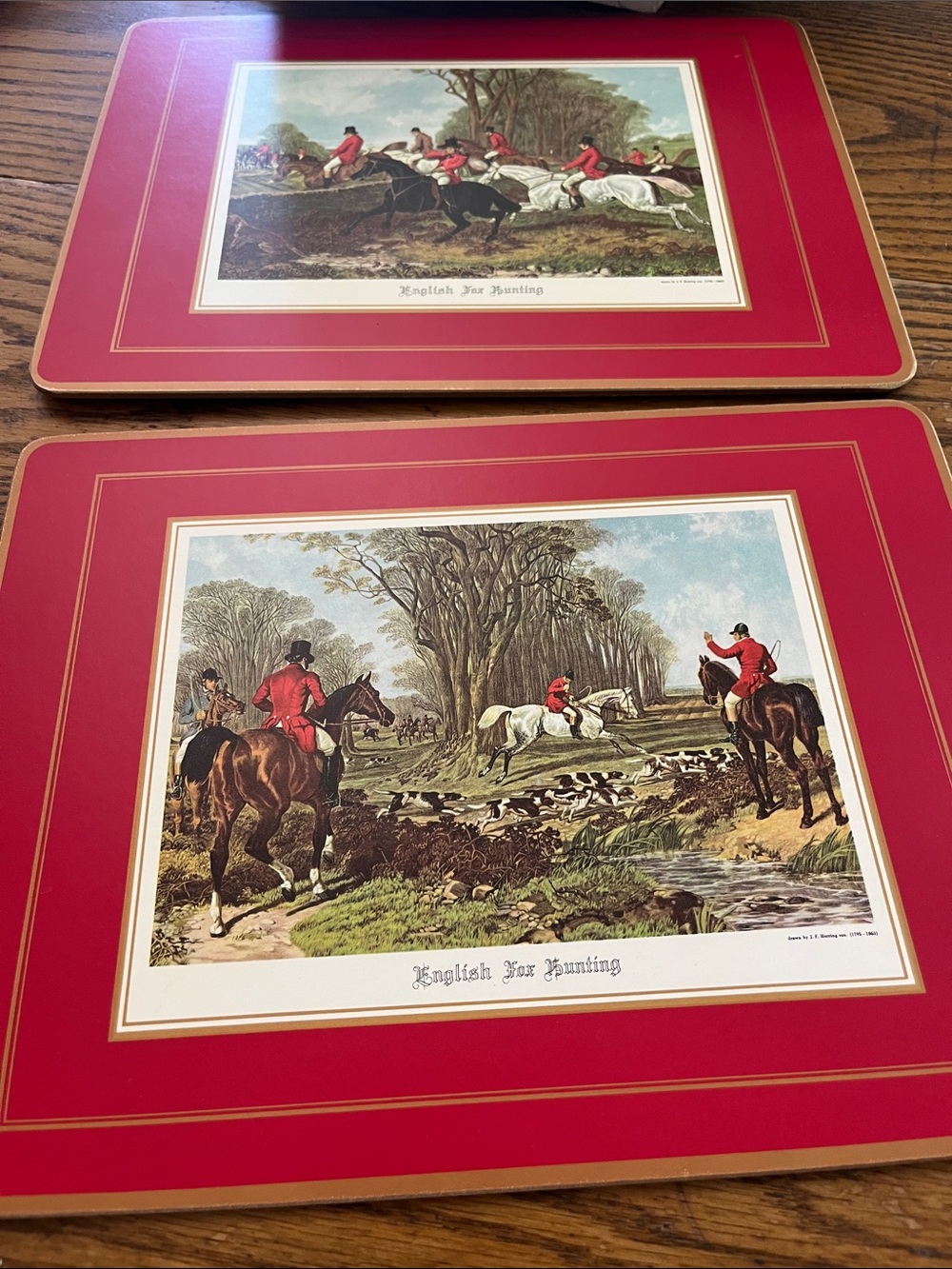 Red English Fox Hunting Decorative Placemats - Set of 2